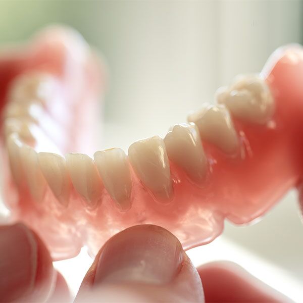 Close-up of dentures
