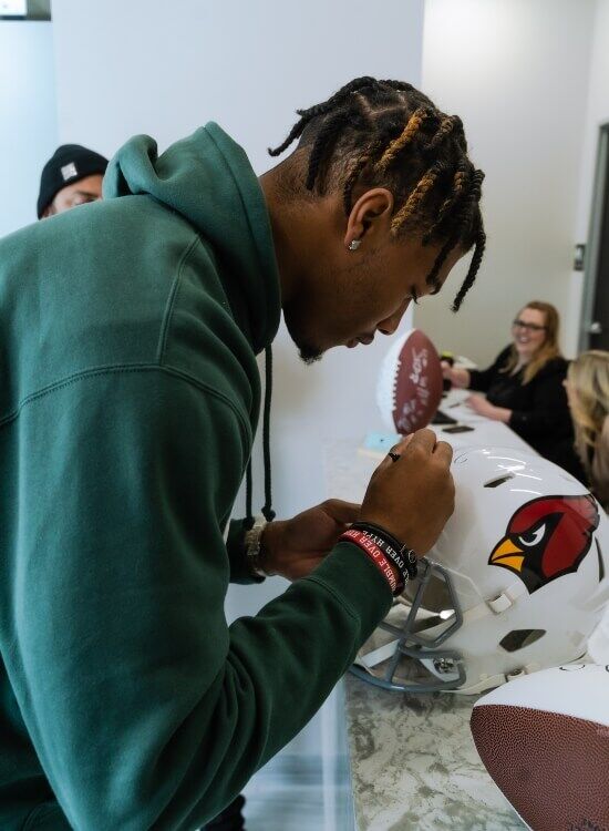 Arizona football player at our dental practice in Scottsdale AZ