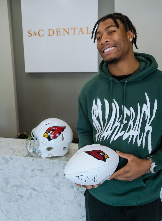 Arizona Cardinals wide receiver Aaron Jones at S&C Dental Clinic in Scottsdale, AZ